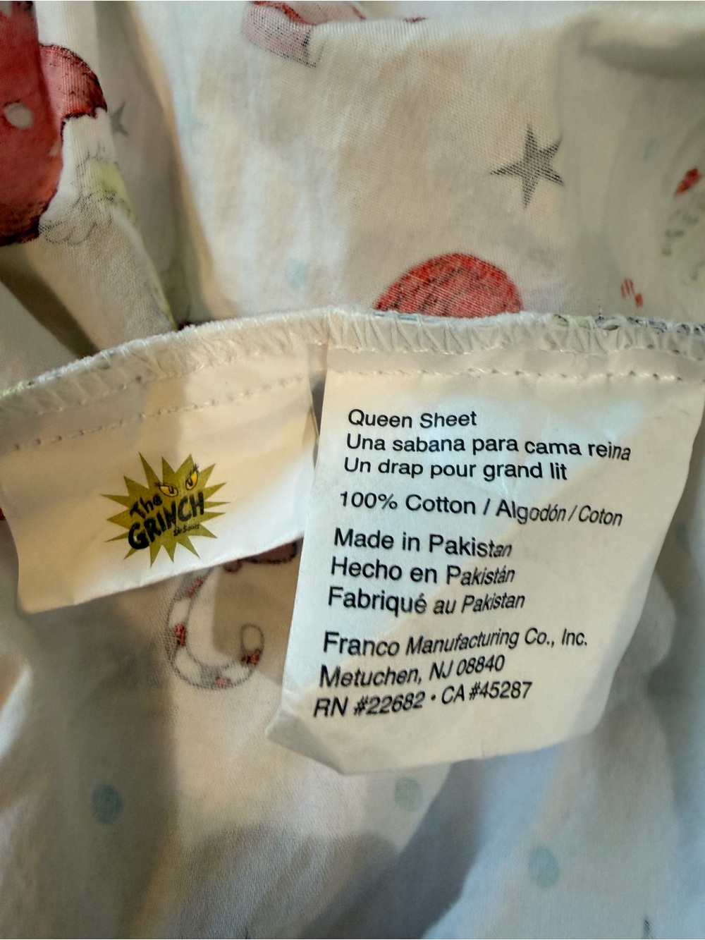Franco Dr Seuss GRINCH (1) Fitted Sheet Queen And (1) Pillowcase - Picture 5 of 5